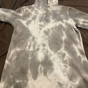 Gray Tie-Dye Hoodie Sweatshirt Dress